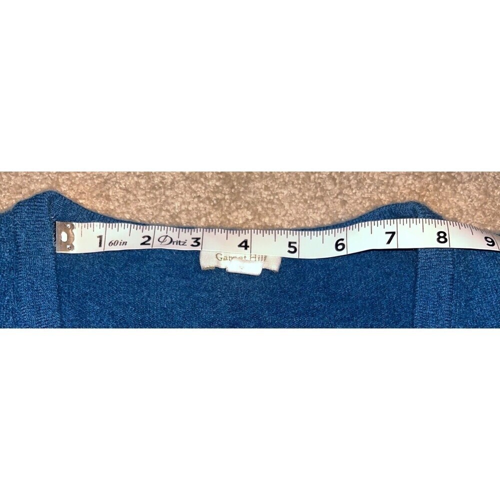 Garnet Hill (XS) Women’s 100% Cashmere Cardigan Sweater Teal Blue High Low - Picture 9 of 15